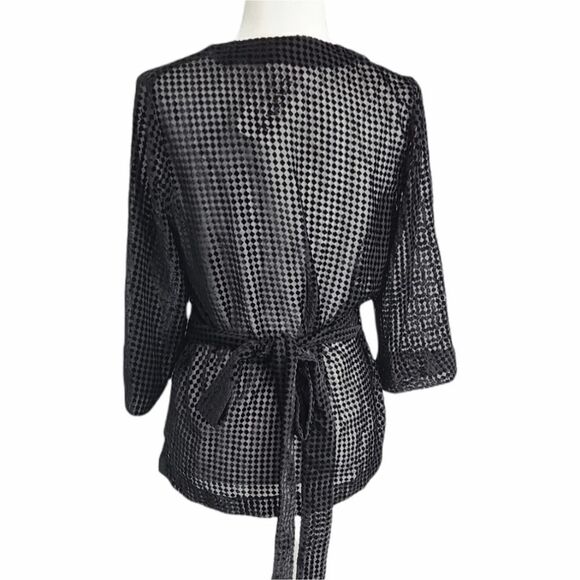L'AGENCE Black Wrap Sheer Blouse Size Small‎ - Picture 3 of 7